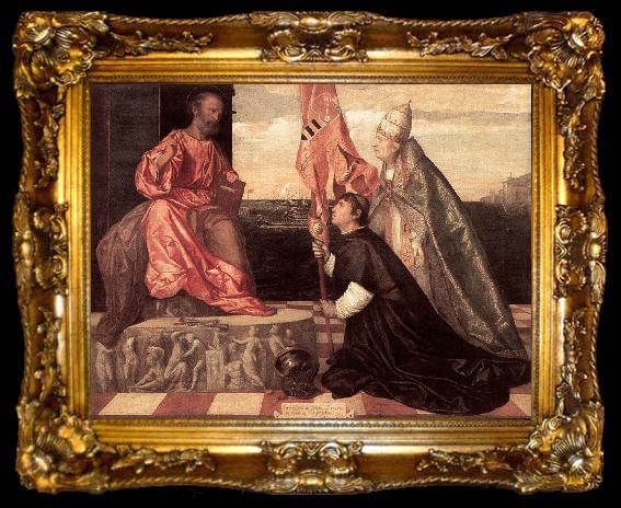 framed  TIZIANO Vecellio Pope Alexander IV Presenting Jacopo Pesaro to St Peter nwt, ta009-2